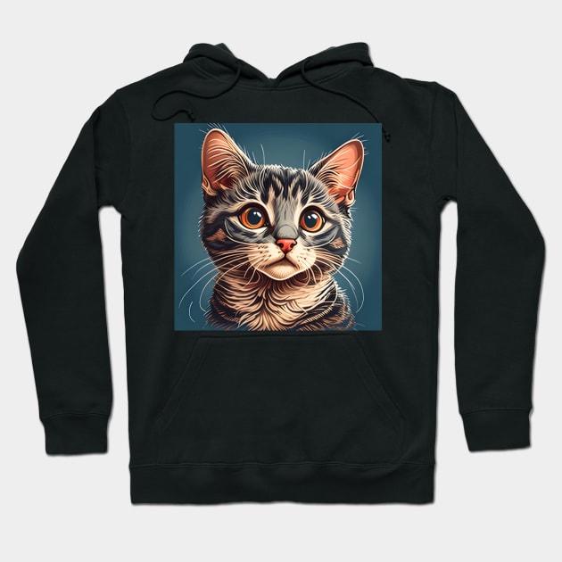 Retro Cute Cat Vintage Style Funny Cat - Love Cats Hoodie by Felix Rivera